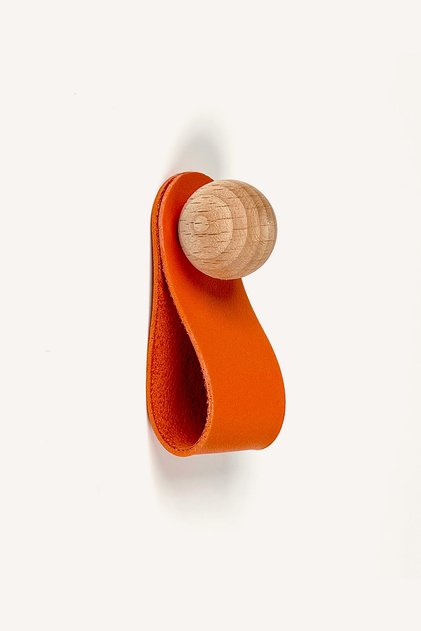 Orange Wooden Detailed Button Leather Handle