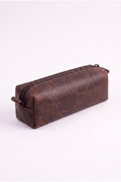 100% Genuine Leather Pen Holder-Pencil Case Minimal-Wide Iron Zippered Pen Holder