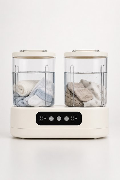 Mini mașină de spălat 3L cu 2 cuve independente, control digital, portabilă, pentru haine mici și delicate