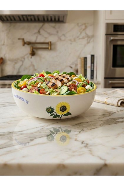 Sunflower Patterned Serving Presentation Bowl 20 cm Ceramic Model
