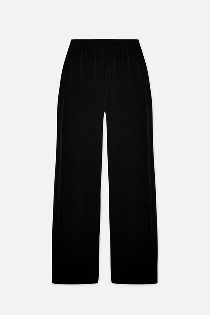 Kadın Siyah Modal Karışımlı Wide Leg Beli Lastikli Pantolon
