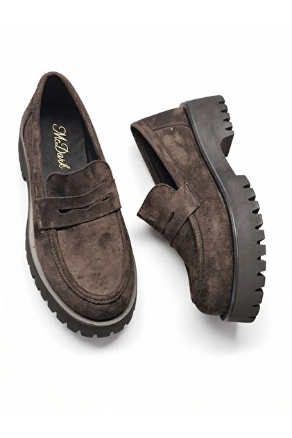 Women's Daily Loafer Light Sole Suede Material Casual Shoes-Brown Suede