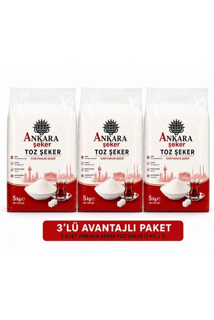 Toz Şeker 5 kg - 3 Adet