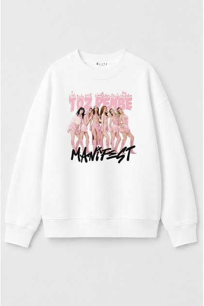 Manifest Dusty Pink Design Printed 3 Thread Children's Sweatshirt (4-13 Years)