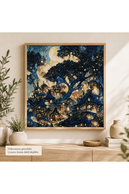 Ay Işığında Masal Köyü Elmas Boyama Tablo Kiti – 40×50 cm