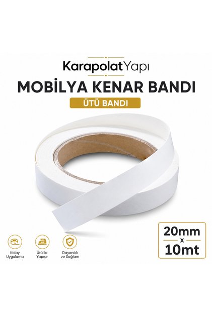 Mobilya Kenar Bandı Mat Beyaz Ütü Bandı 20mmx10mt
