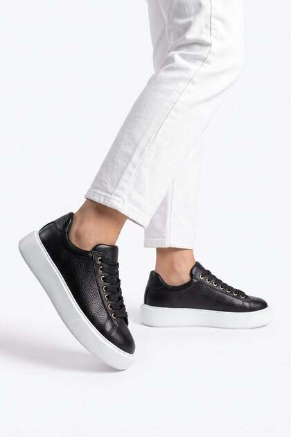 Rodas Connected Women's Genuine Leather Sports Shoes Black Skin
