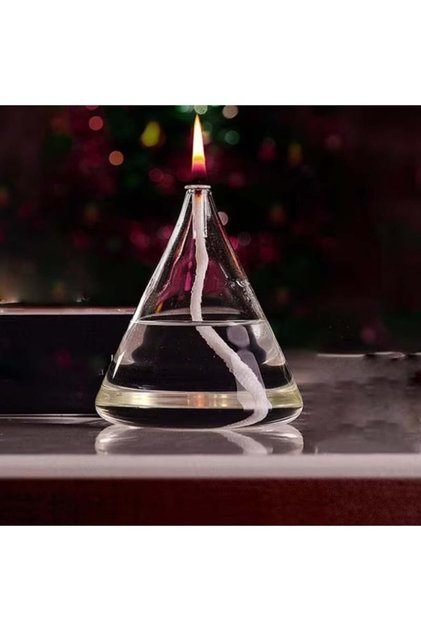 Hand-Blown Glass Paraffin Oil Lamp – Vintage-Inspired Clear Glass Lantern with Permanent Fiberglass Wick – Refillable & Smokeless Decorative Table Lamp for Home Decor, Weddings & Gifting