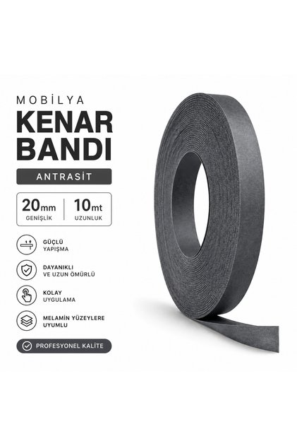 Mobilya Kenar Bandı ANTRASİT GRİ Ütü Bandı 20mmx10mt