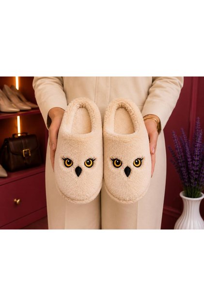 Hry Byk Patterned Plush Winter Women's House Slippers