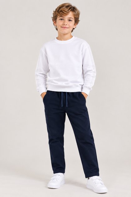 Boy's Elasticated Trousers Navy Blue 11-15 Years
