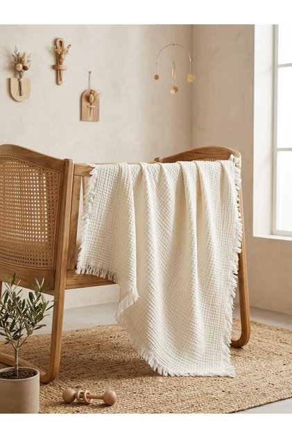 Muslin 4 Layered Tasseled 100X110 cm Blanket for Baby & Child Baby Pique Baby Blanket Hospital Release 100% Cotton
