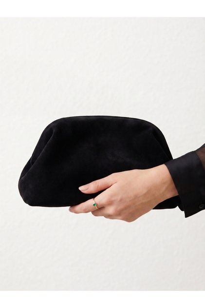 Siyah Süet Deri Clutch Çanta