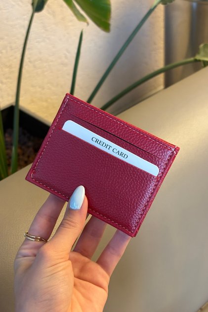 Burgundy women's card holder