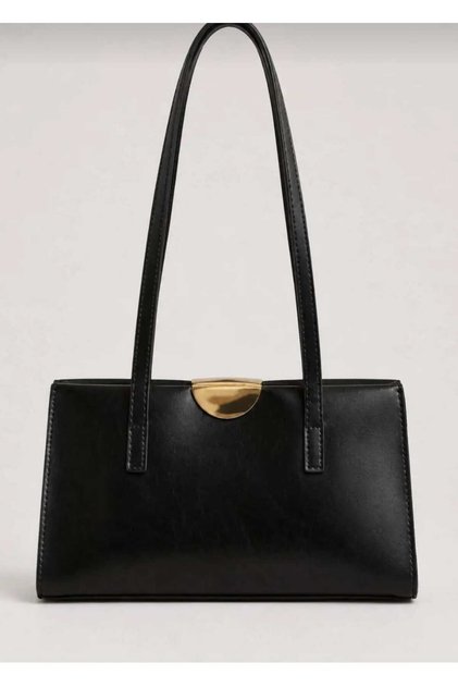 Women's Large Internal Volume Zippered Compartment Gold Detail Daily Hand and Shoulder Bag