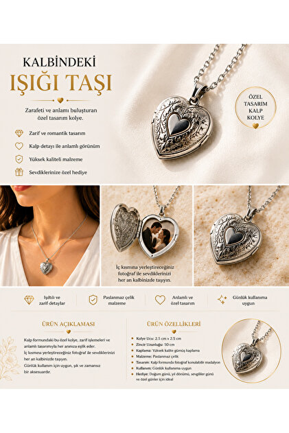 Women Men Steel Clamshell Heart Pendant Steel Chain Twist Chain Photo Insertable Necklace Carry Elegance and Memories Together