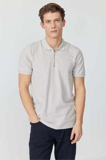 Men's Zippered Polo Neck T-Shirt