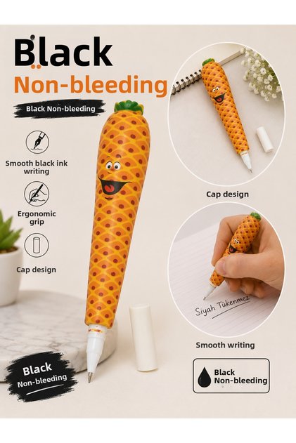 Fun Design Black Ballpoint Pen with Vegetable Figures