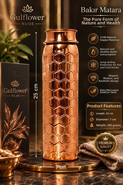Pure Copper Flask Water Bottle Water Bottle Handmade Healthy for Health