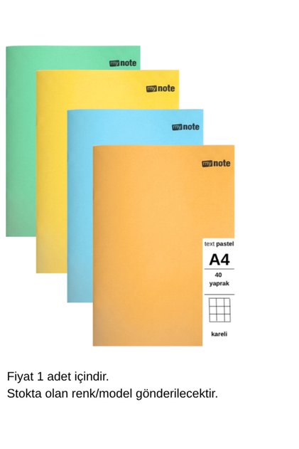 Text Pastel Notebook A4 40 Sheets Squared 1 Piece