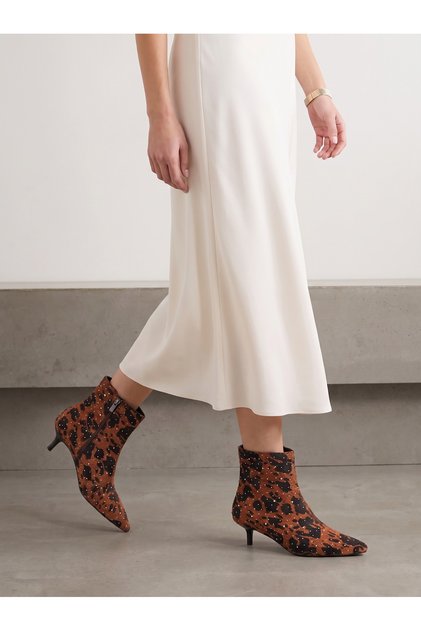 Celeste Rosa Women's Pointed Toe Heeled Boots 0012400 Tan Leopard