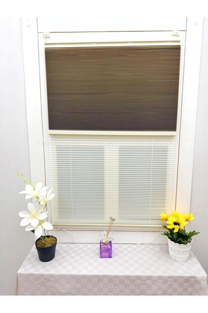 HONEYCOMB ( BAL PETEĞİ ) ÇİFTLİ SİSTEM GECE-GÜNDÜZ %100 KARATMA VE ISI YALITIMLI PLİSE PERDE KAHVERENGİ