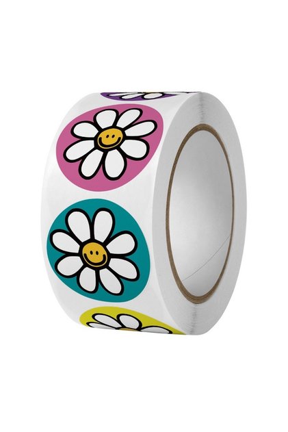 Flower-500pcs 500pcs Flower Stickers Paper Cute Cartoon 1inch Reward Sticker Round Flower Seal Adhes