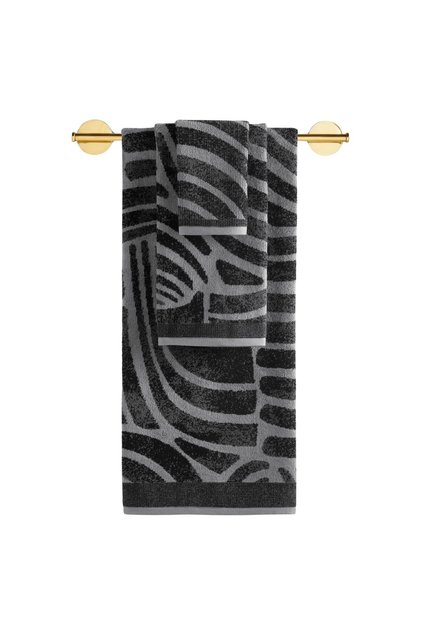 3-Piece Luxury Towel Set, 100% Cotton Jacquard Soft Absorbent Quick-Dry Bath Towel Set, Cherx, Pluma Yarn Dyed 3-Piece Towel Set Anthracite