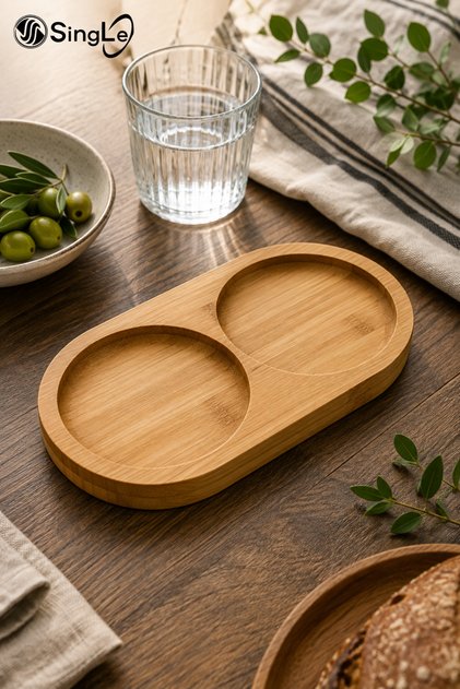 2 Bölmeli Bambu Yağdanlık Altlığı 23×12 Cm