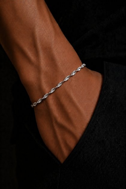 Steel Singapore Chain Silver Men's Bracelet 3mm