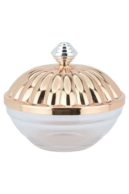 Golden Glass Serving Bowl with Stainless Steel Lid - Small 10×10×5 cm