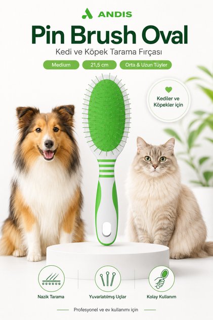 Pin Brush Oval Kedi ve Köpekler için Hassas Tarama Fırçası Medium