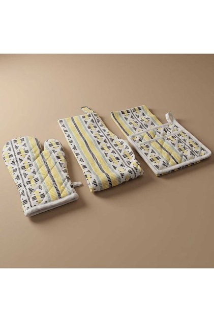 Al Saif Gallery Towel Set, 4 Piece - Yellow White