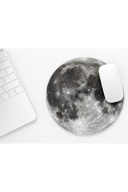 Dolunay | Yuvarlak Kauçuk Taban Mousepad, Mouse Pad, Çap: 20 cm
