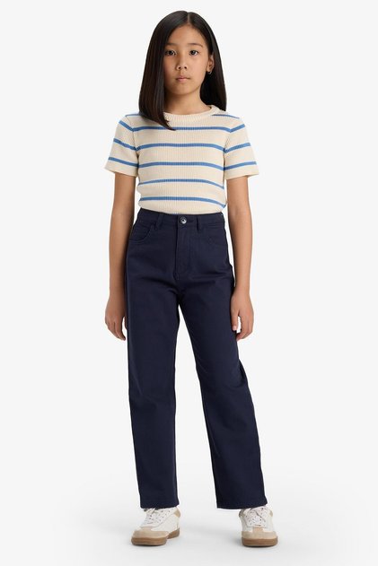 Okul %100 Pamuk Straıght Fıt Geniş Bol Paça Cepli Okul Pantolonu Kız Çocuk C9471A825AU