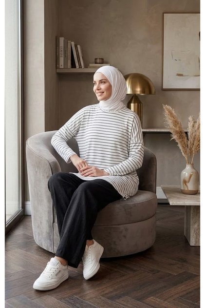 Seasonal, Unobtrusive, Comfortable Cut Tunic, Plus Size Striped Tunic