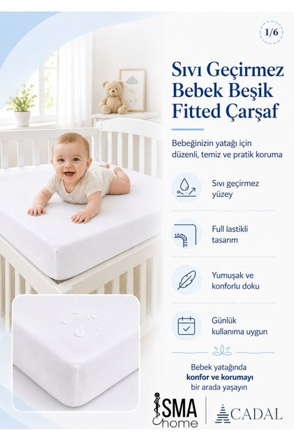 Bebek Sıvı Geçirmez Fitted Bebek Kıreş Alezi 60x120