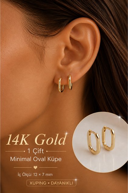 Oval Model Mini Halka Küpe