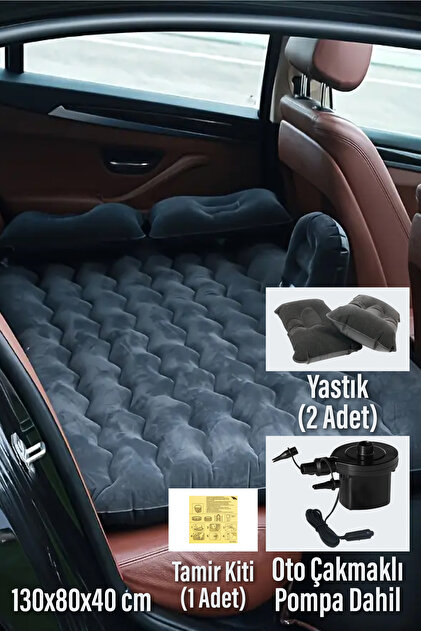 In-Vehicle Inflatable Mattress with Cigarette Lighter Pump 130X80X40 cm Black