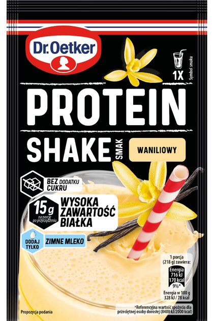 Shake proteic vanilie, 18 g, Dr. Oetker, 15 g proteine, 218 g