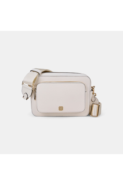 Women's White Double-Eye Leather Messenger Bag