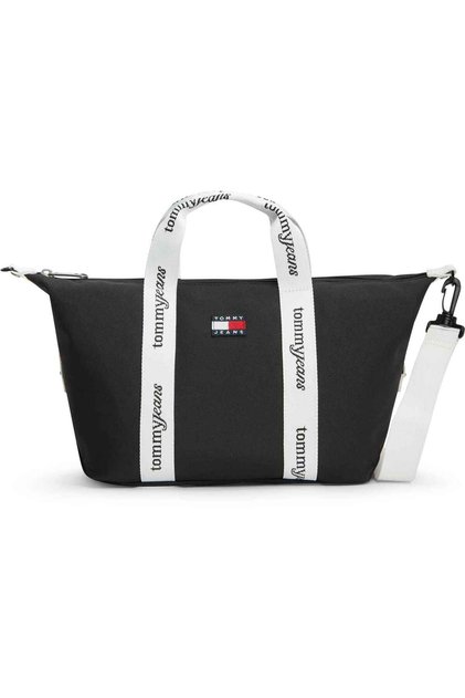 Women's Black Handbag with Brand Logo for Daily Use