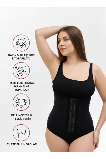Tvigoso Model 4-Stage Strapless Latex Corset Tightens and Provides Slimming Black Color
