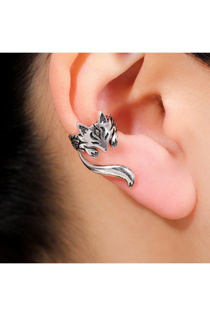 E2371 Huitan New Trendy Fox Shape Clip Earrings for Women Antique Silver Color 2023 Ear Cuff Earring