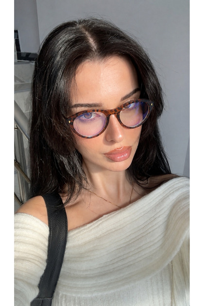 Women's Blueblock Pera Blue Light Protection Glasses Screen Glasses Leopard | Case and Cleaning Cloth Gift Set