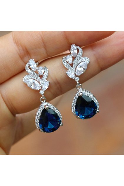 E1804 Huitan Aesthetic Green Pear CZ Drop Earrings Women Wedding Engagement Accessories Noble Lady's