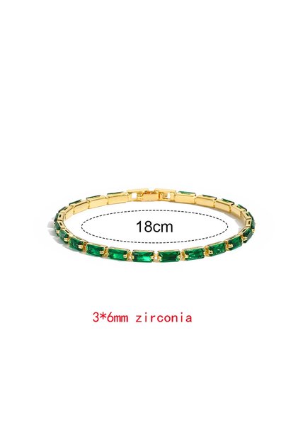 gold G Luxury Emerald Cubic Zirconia CZ Tennis Bracelets for Women 18K Gold Plated Charm Green Femal