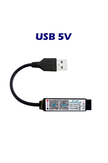 وحدة تحكم صغيرة تعمل بمنفذ USB 5 فولت، متوافقة مع تقنية بلوتوث، مزودة بتقنية RGB، للتحكم في شريط إضاءة LED موسيقي، مناسبة لأشرطة إضاءة RGB.