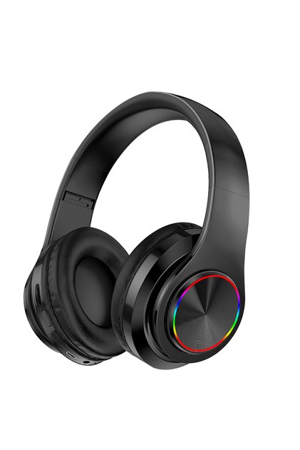 black Bluetooth Headset Foldable Headphones HiFi Stereo Earphone With Mic Support SD Card FM For Xia