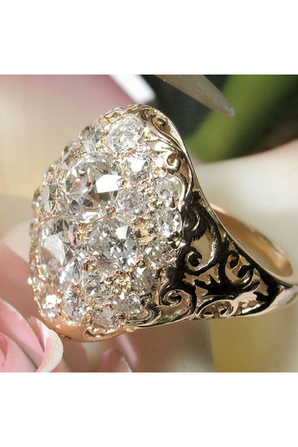 6 F031 Huitan Gorgeous Gold Color Bridal Wedding Rings Full Cubic Zirconia Brilliant Lady Party Acce